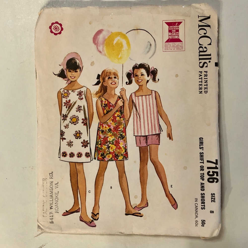 Copyright 1963 “McCall’s 7156” Girls’ Shift Top Shorts Cut Sewing Pattern (8)
